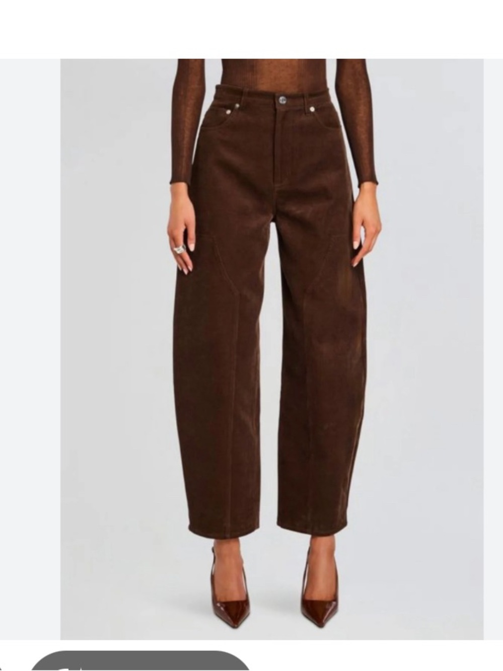 New SER.O.YA Fabi Barrel Brown Corduroy High-rise Pants Size S